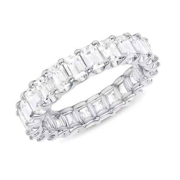9TCW AAA CZ Oval Cut Eternity Wedding Band Ring - Picture 6 of 16